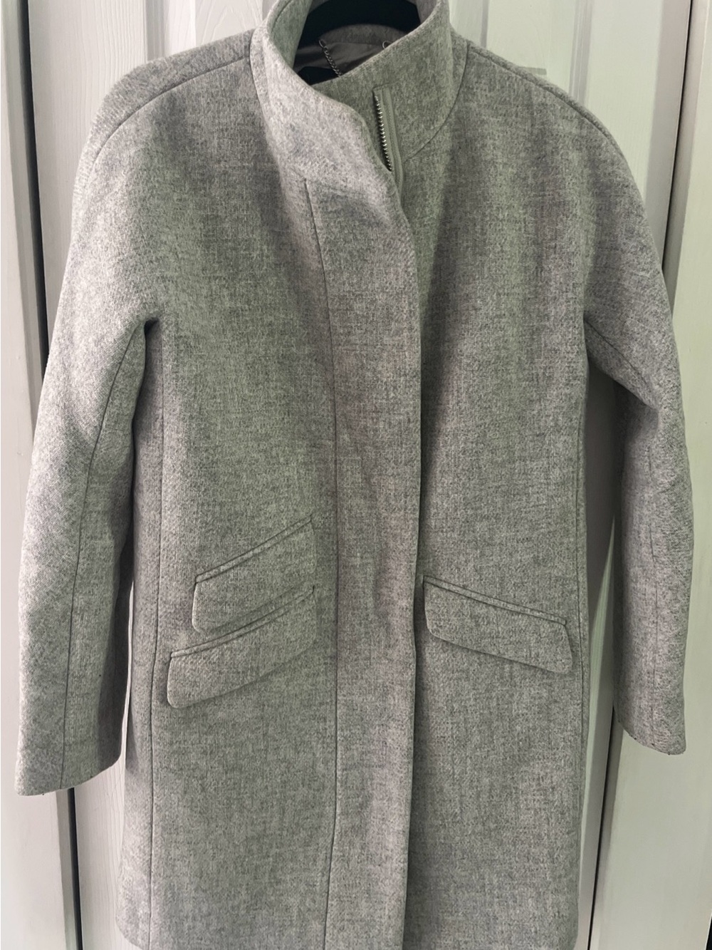 J. Crew Light Gray Wool-Blend Stand Collar Pea Coat Sz 0